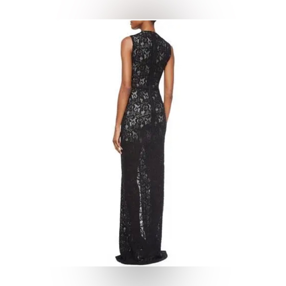 Alice + Olivia Gisela High-Neck Lace Contrast Dress - Picture 2 of 16